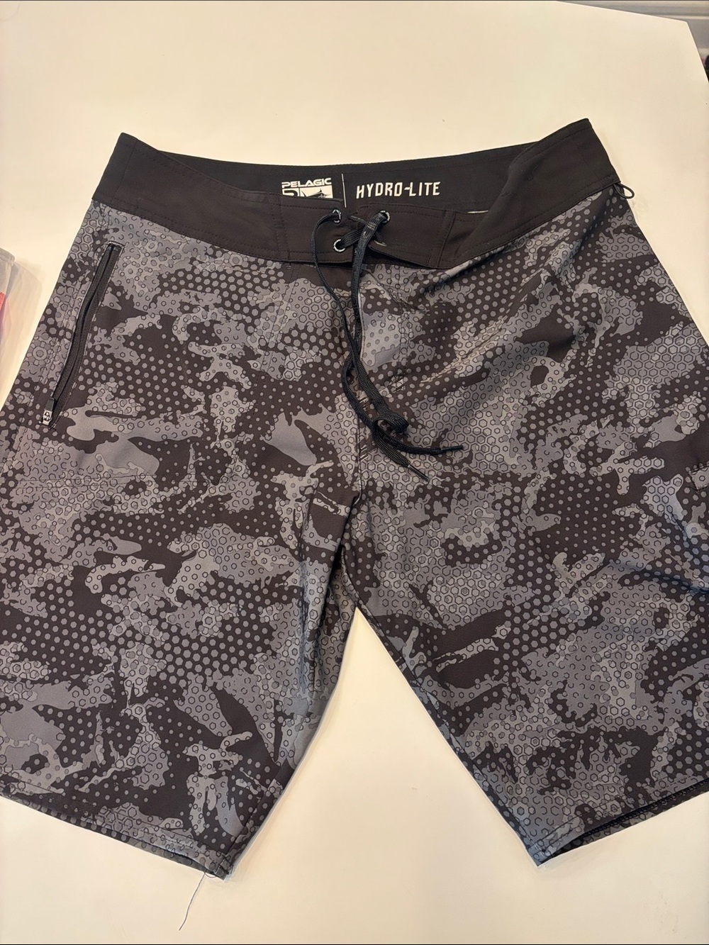 Pelagic Men's Black & Gray Camo Hydro-Lite Board Shorts